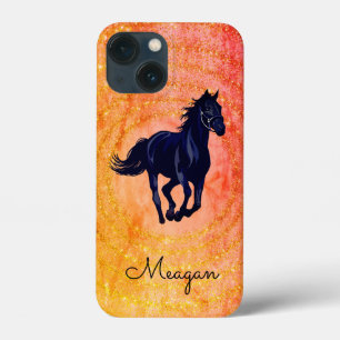 Black Horse Rustic Sparkle   iPhone 13 Mini Case