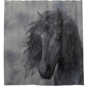 Black Horse Shower Curtain