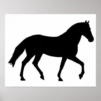 Black Horse Silhouette Pony Horse Shadow Simple Poster