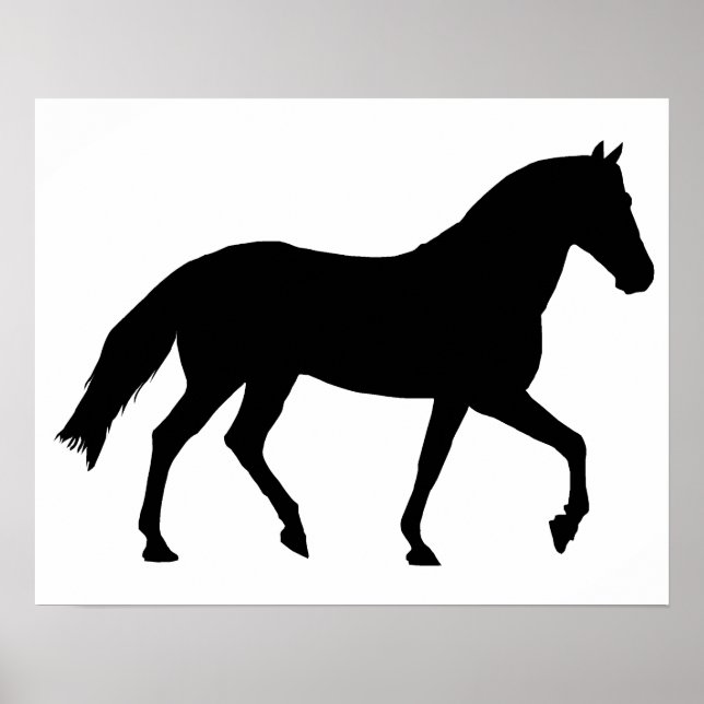 Black Horse Silhouette Pony Horse Shadow Simple Poster (Front)