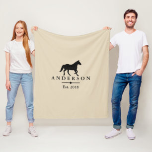 Black Horse Silhouette & Taupe Personalised Fleece Blanket