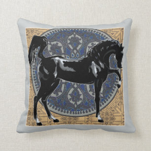 Black Horse Throw Pillow