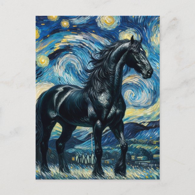 Black Horse Van Gogh Postcard (Front)