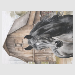 Black Horse Watercolor Decoupage Tissue Paper