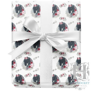 Black Horse Wedding Wrapping Paper