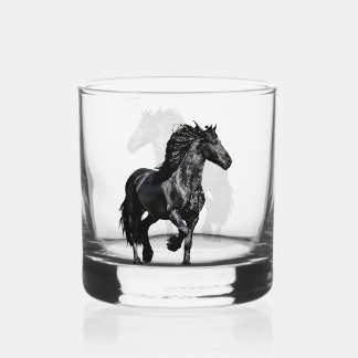 Black horse whiskey glass