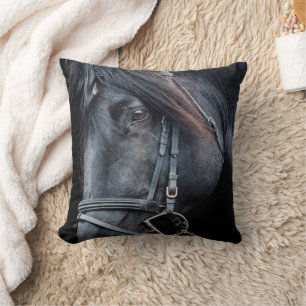 Black Horse White Horse Throw Pillow