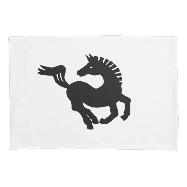 Black horse white pillowslip pillowcase (Front)