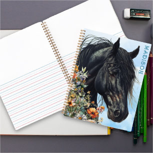 Black Horse Wildflowers Personal Spiral Notebook