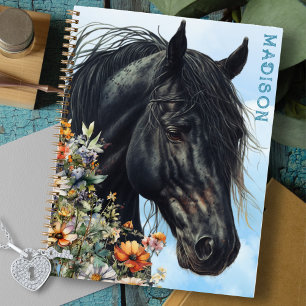 Black Horse Wildflowers Personal Spiral Notebook
