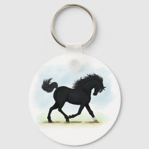 Black Horse with Star & Sock (Black Beauty) Key Ring
