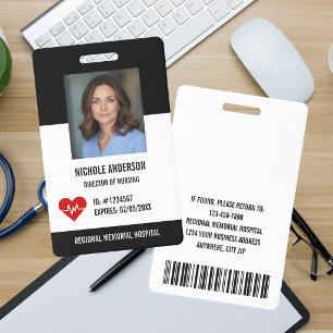 Black Hospital Medical Employee Logo Photo Id Badge
