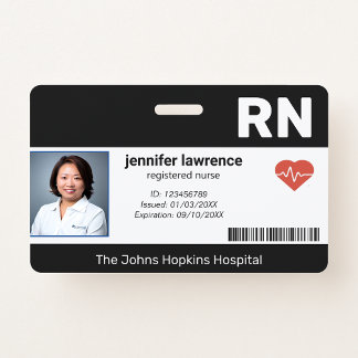 black | Hospital Medical Employee Photo ID Badge