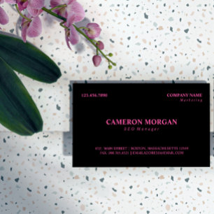 Black Hot Pink Basic Professional Business Card