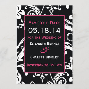 Black & Hot Pink Contemporary Save the Date