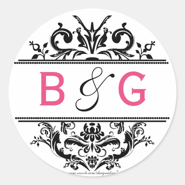 Black & Hot Pink Crest Envelope Seal (Front)