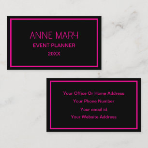 Black Hot Pink Custom Colour Wedding Trendy Business Card