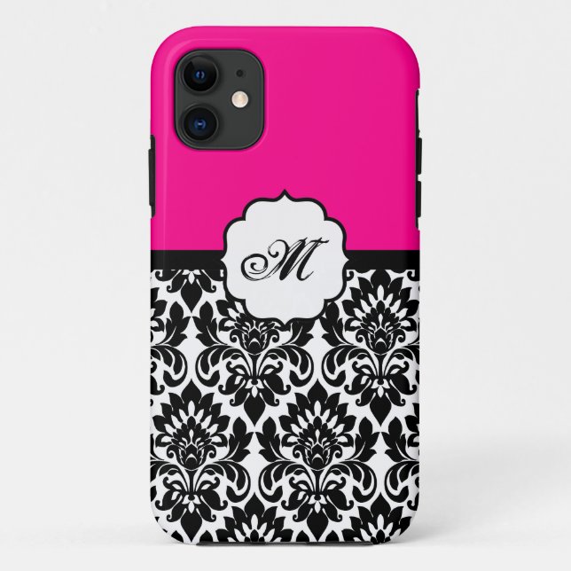 Black “Hot Pink” Damask Lace ID™ iPhone 5 Case (Back)