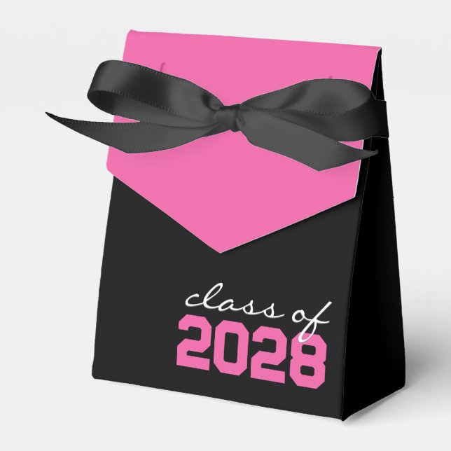 Black & Hot Pink Graduation Favour Boxes (Front Side)