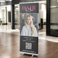 Black Hot Pink Hair Salon QR Code Monogram Photo