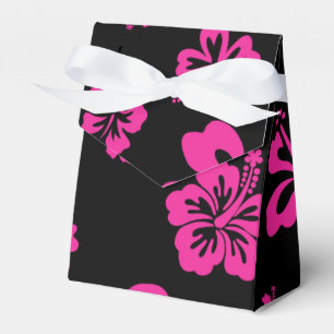 Black & Hot Pink Hibiscus Flower Party Favour Box