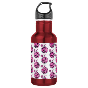 Black Hot Pink Leopard Polka Dot Water Bottle