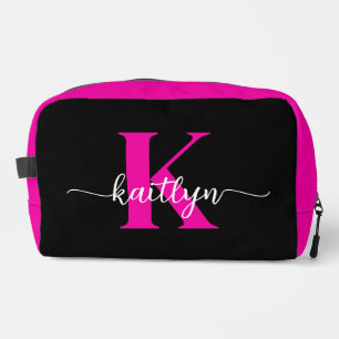 Black Hot Pink Monogram Dopp Kit