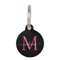 Black Hot Pink Monogram Feminine Script Name