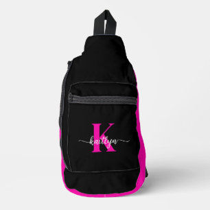 Black Hot Pink Monogram Sling Bag