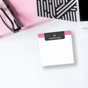 Black & Hot Pink Monogrammed Post-it Notes