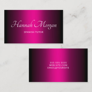 Black Hot Pink Ombre Elegant Script Business Card