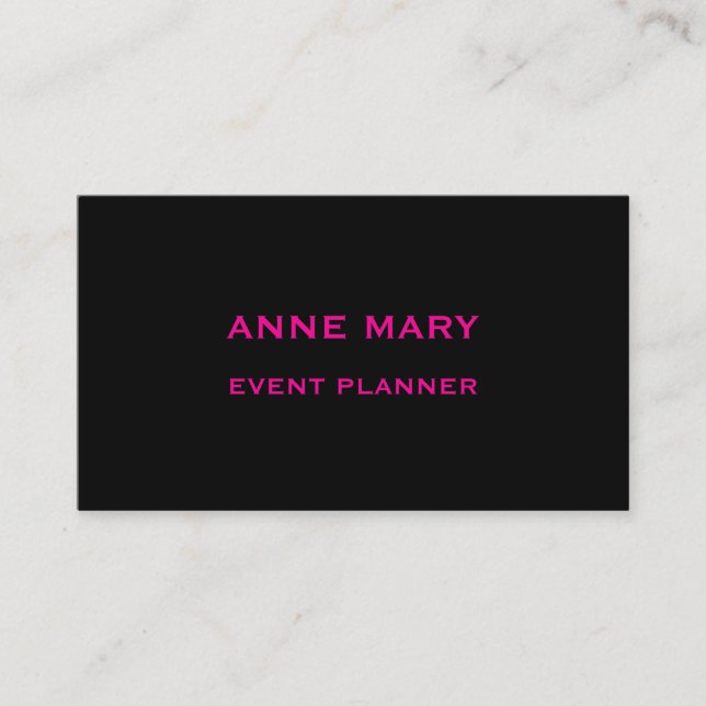 Black Hot Pink Retro Modern Trendy Professional Business Card (Front)