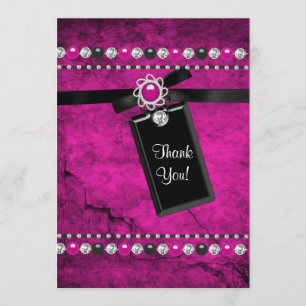 Black Hot Pink Thank You Card