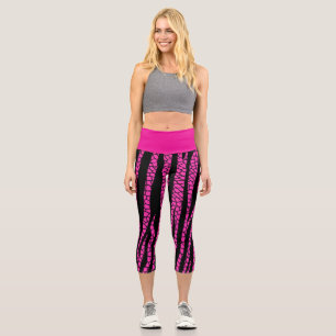 Black Hot Pink Zebra Print High Waisted Capris