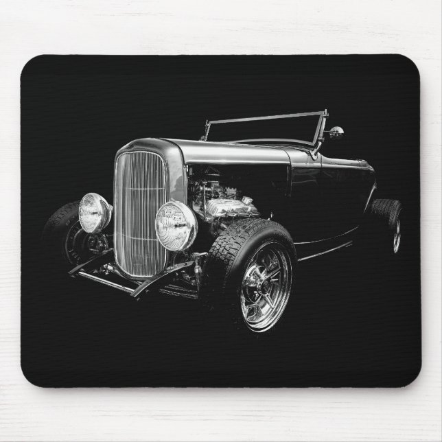 Black Hot Rod Mouse Mat (Front)