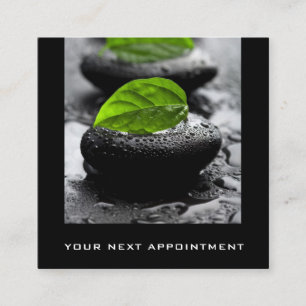 Black Hot Stones Leaves Massage Appointment Cards