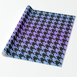 Black Houndstooth And Colourful Glitter Wrapping Paper
