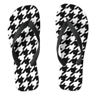 Black Houndstooth Flip Flops