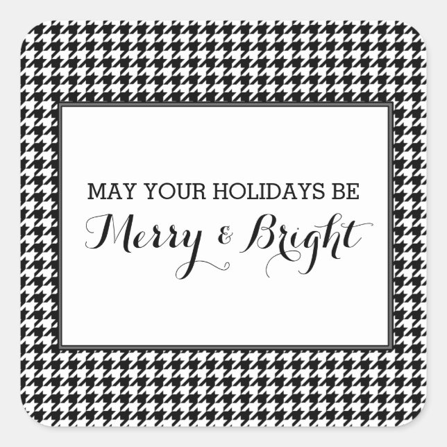 Black Houndstooth Holiday Stickers (Front)