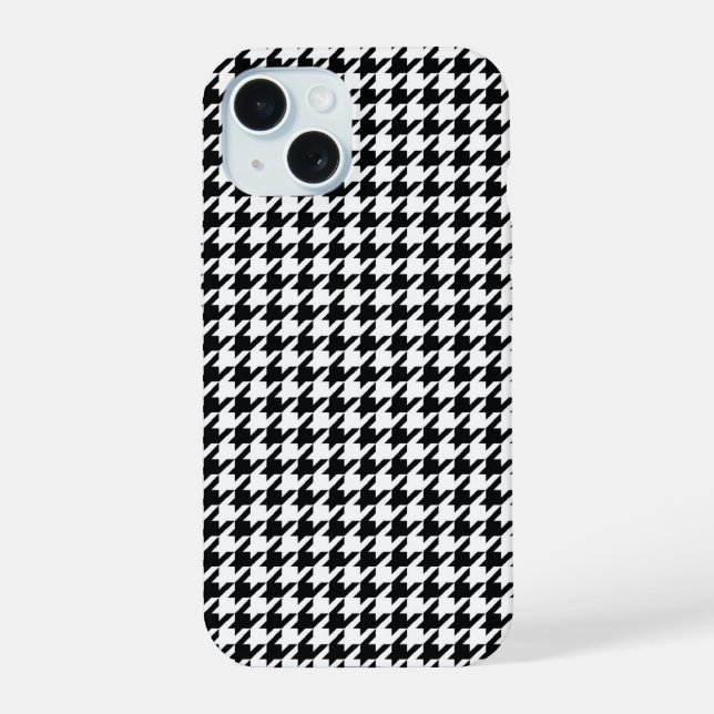 Black Houndstooth iPhone 15 Case (Back)