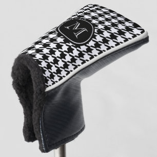 Black Houndstooth Monogrammed Initial Golf Head Cover