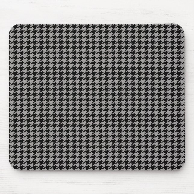Black Houndstooth on Grey Mouse Mat (Front)