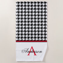 Black Houndstooth Red Monogram