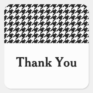 Black Houndstooth Thank You Stickers