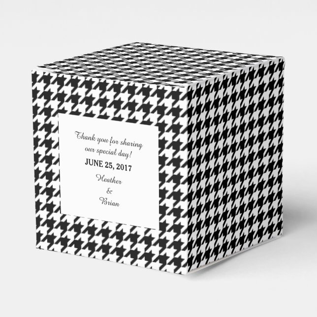 Black Houndstooth Wedding Favour Box (Front Side)