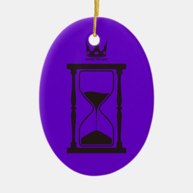 Black Hourglass Ceramic Tree Decoration (Front)