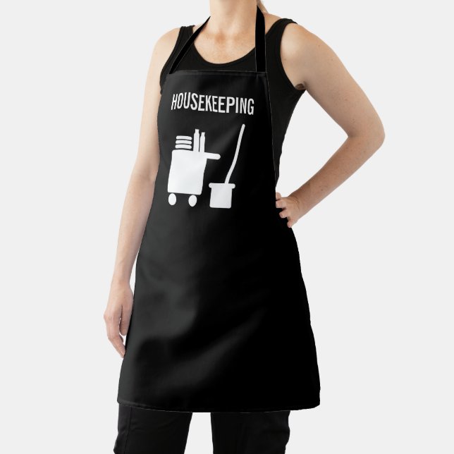 Black housekeeping apron for cleaning service (Insitu)