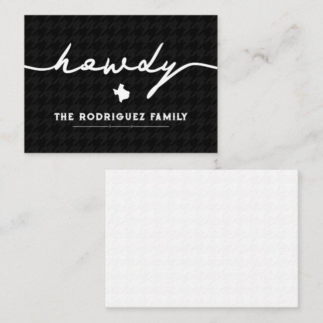 Black Howdy Houndstooth Texas Card (Front/Back)