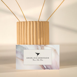 Black Humming Bird Marble Texture Business Card