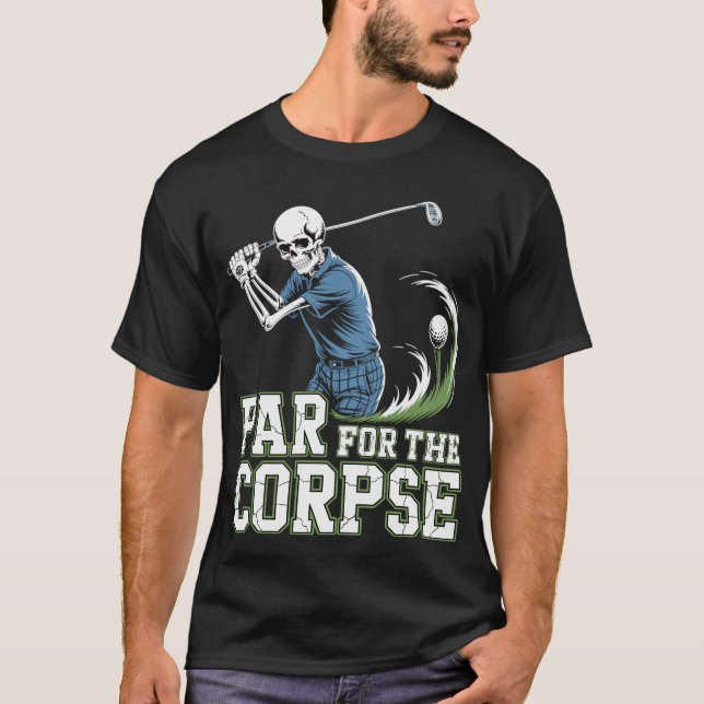 Black Humor Golf Shirt - Skeleton at Tee Off (Front)